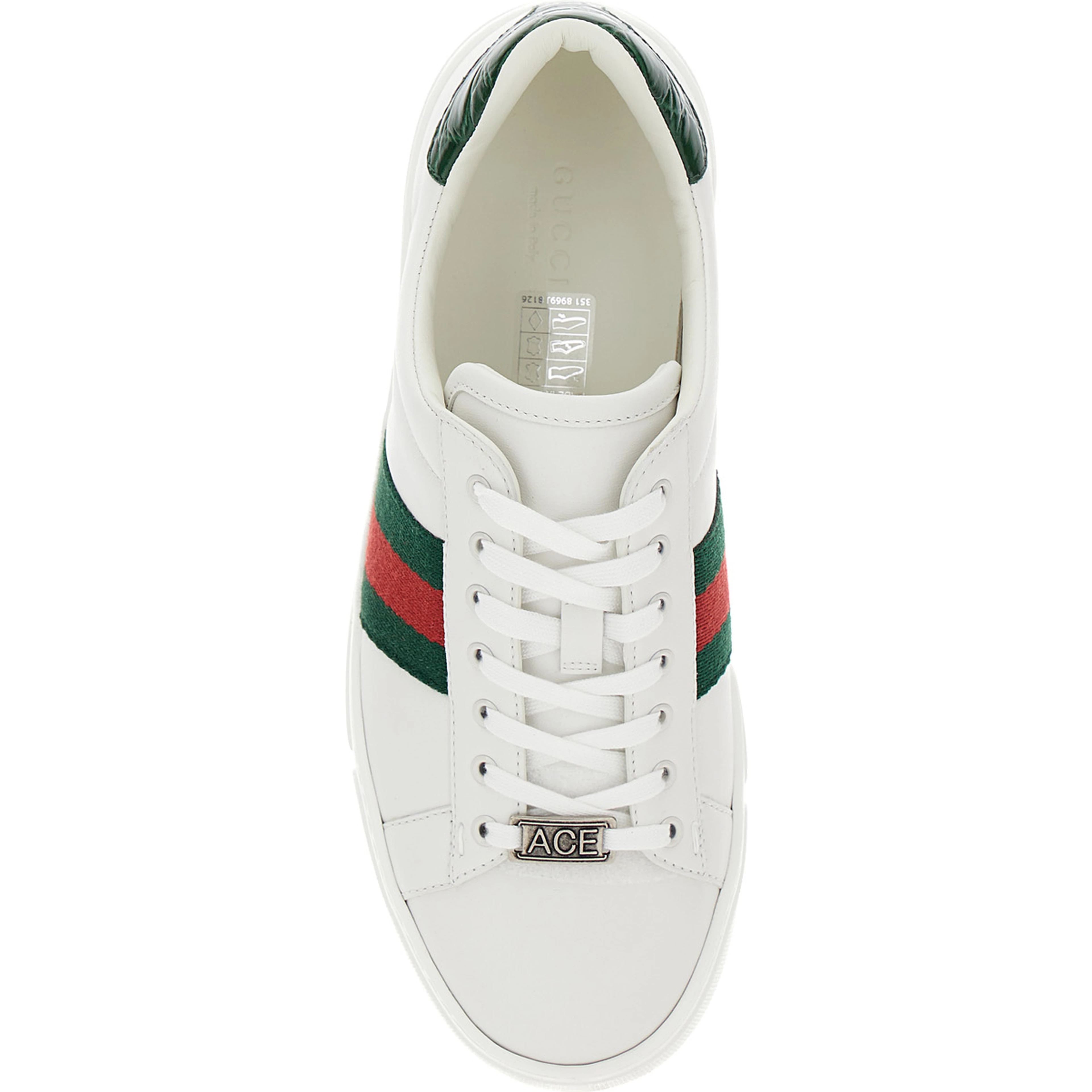 Low-top sneakers Ace with Web detail in white leather for women