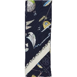 Hot Air Balloon Scarf and Shawl with Blue Print Motif