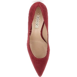 Red Pumps with Pointed Toe and High Stiletto Heel in Suede for Women