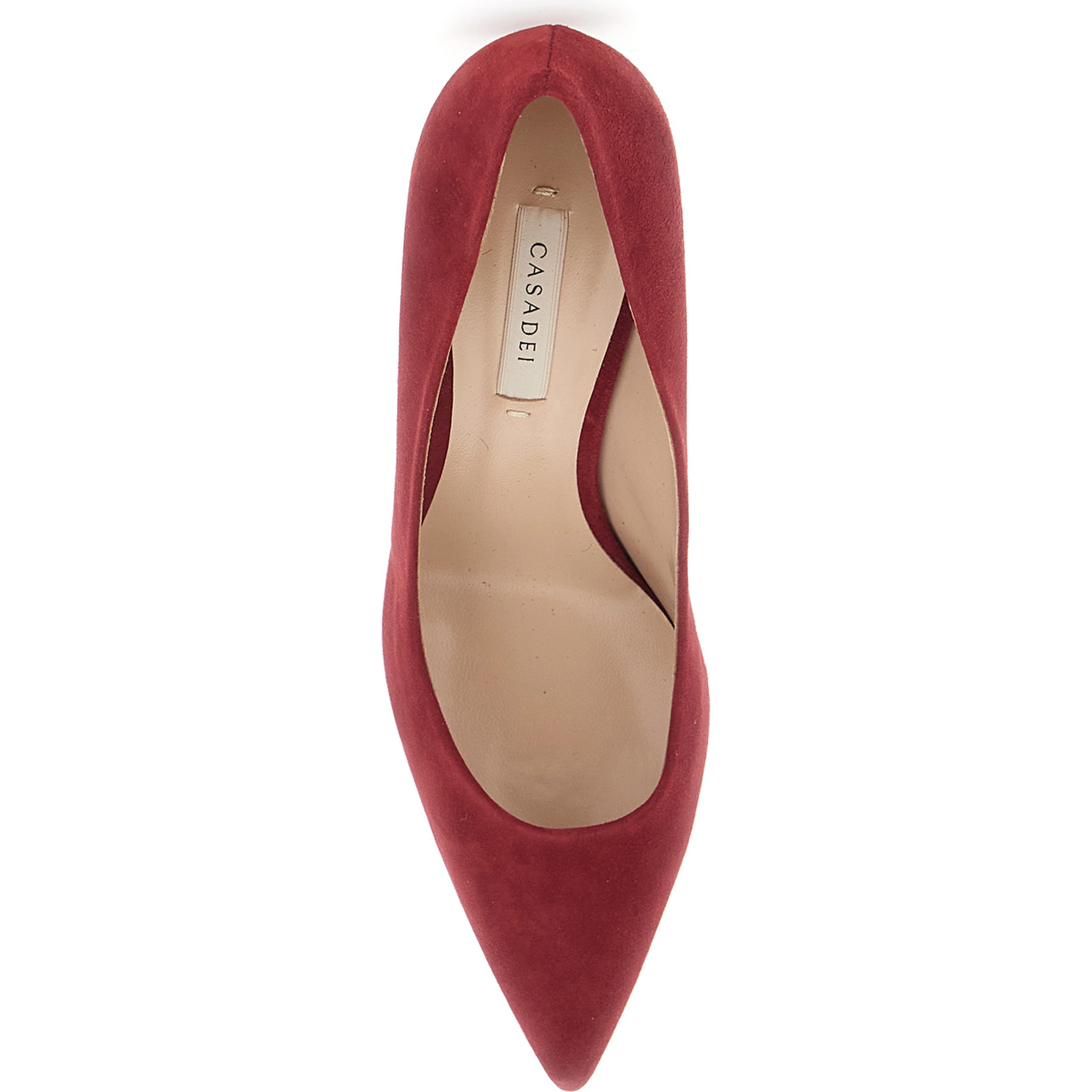 Red Pumps with Pointed Toe and High Stiletto Heel in Suede for Women