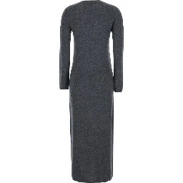 Brenda Gray long dress with round neck in wool and cashmere for women