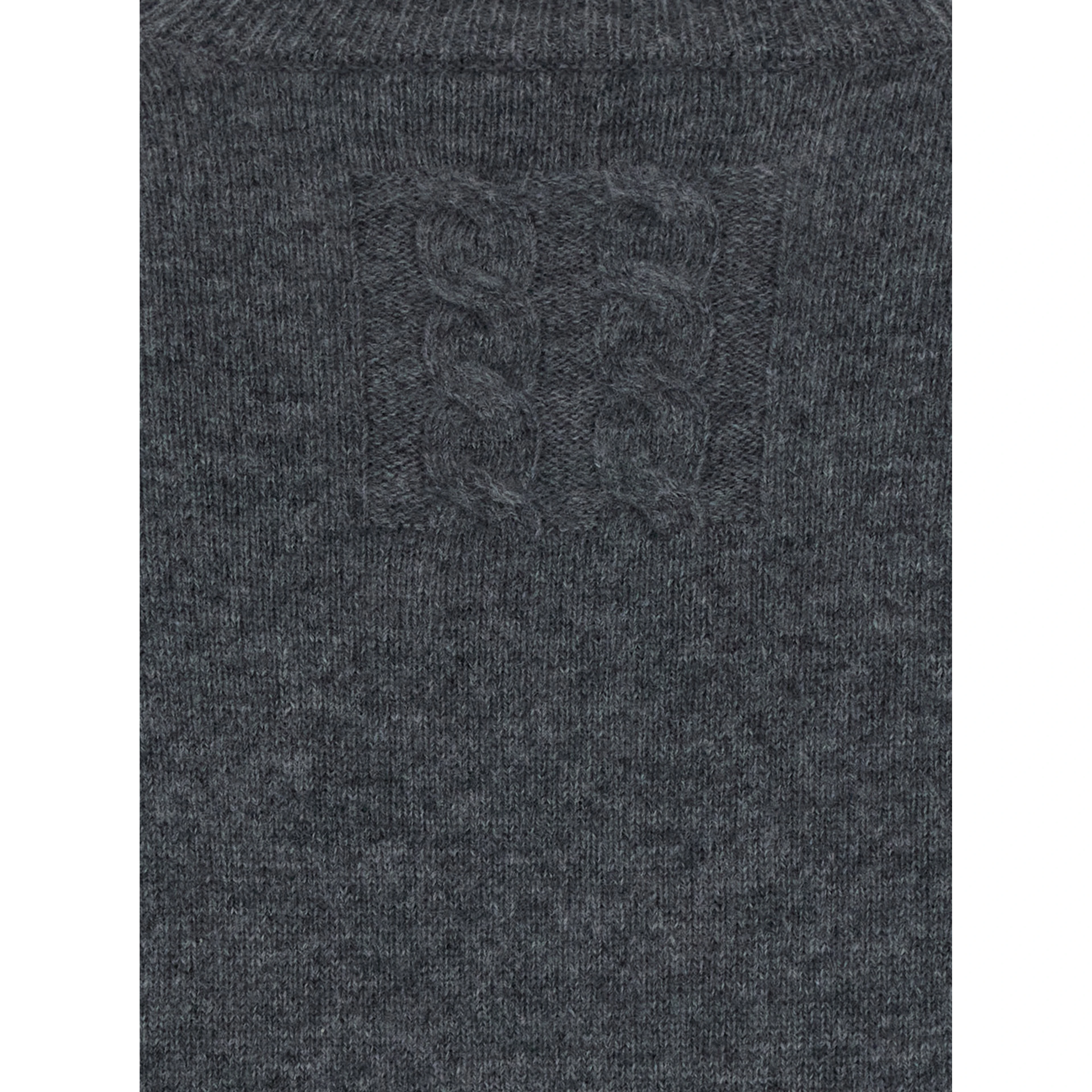 Brenda Gray long dress with round neck in wool and cashmere for women
