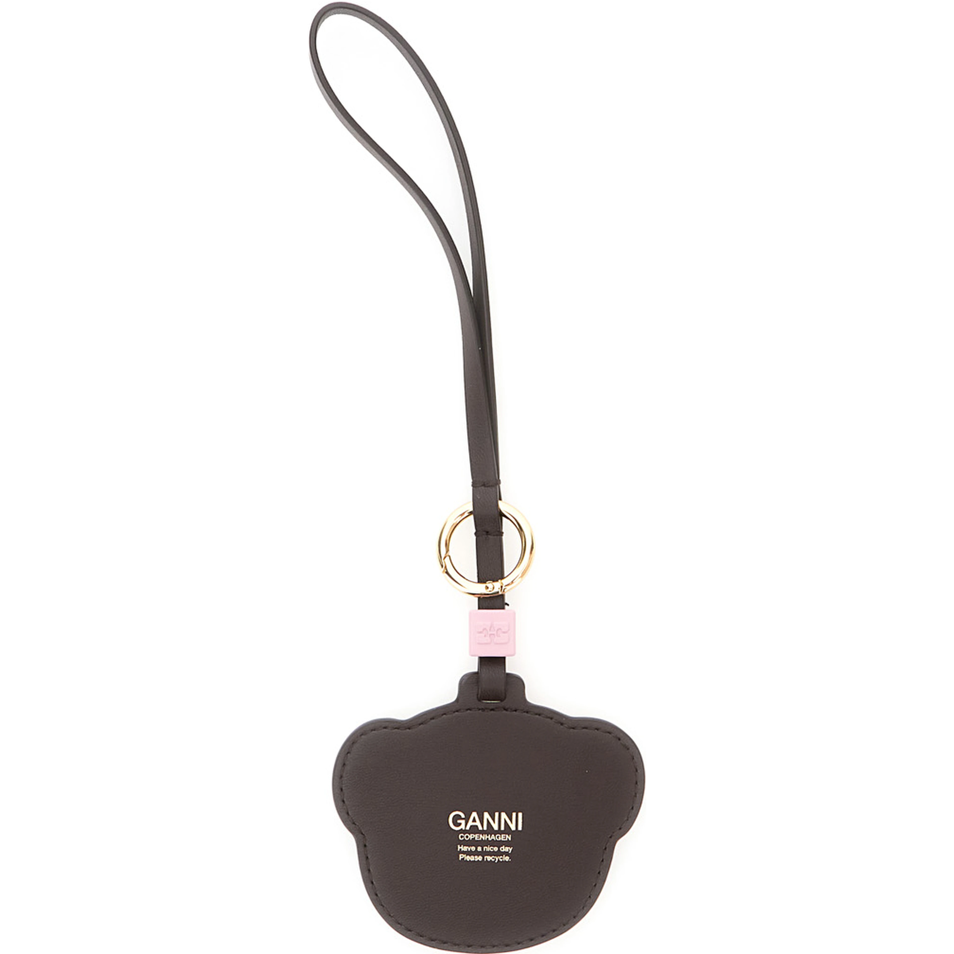 Teddy Bear Beige Keychain with bear-shaped design in Leather and Fabric for Women