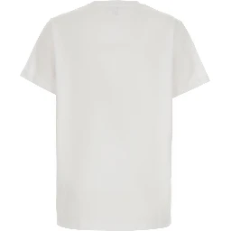 White Round neck T-shirt with maxi print on the front in cotton for women
