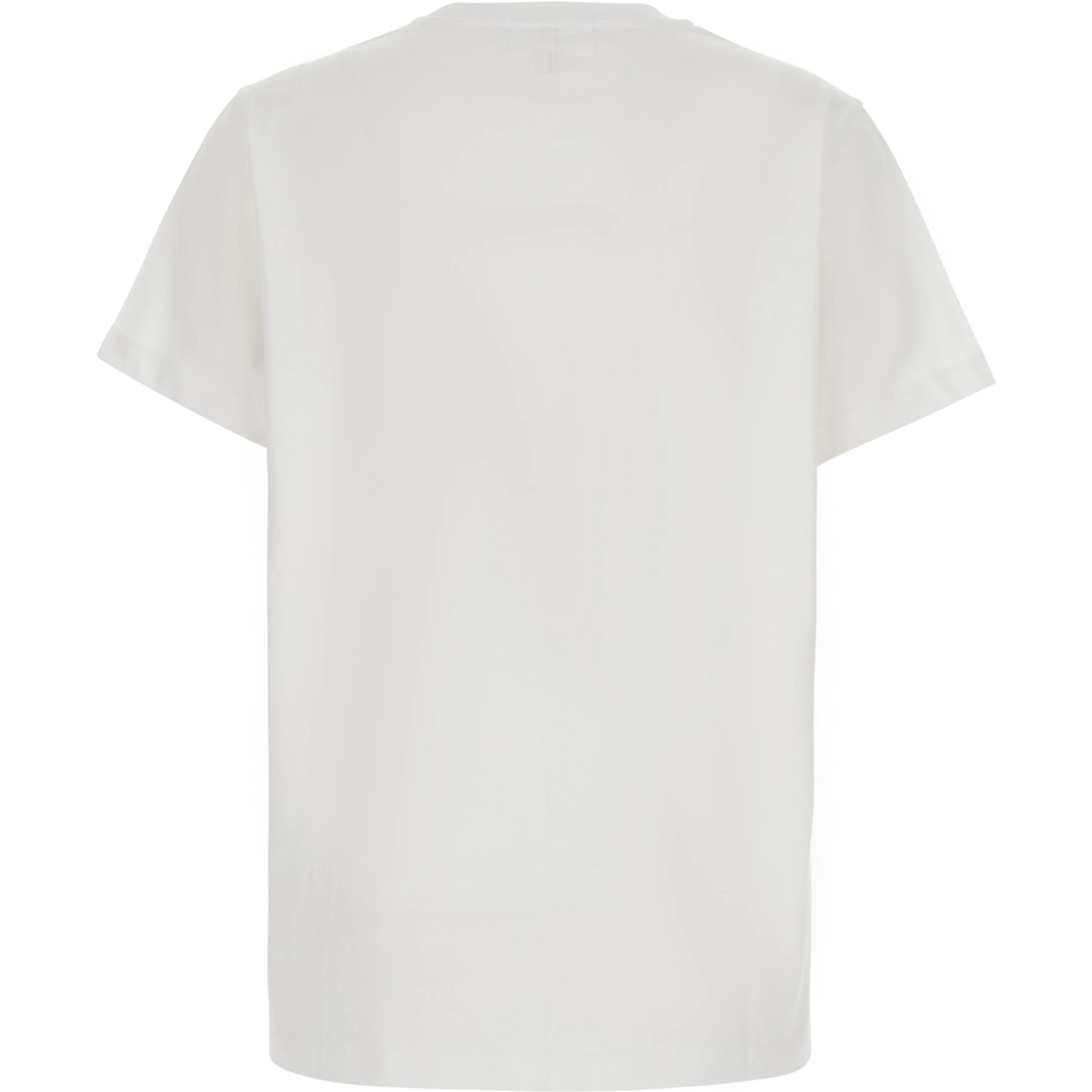 White Round neck T-shirt with maxi print on the front in cotton for women