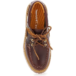 Loafers with Engraved Logo and Platform in Brown Leather for Women