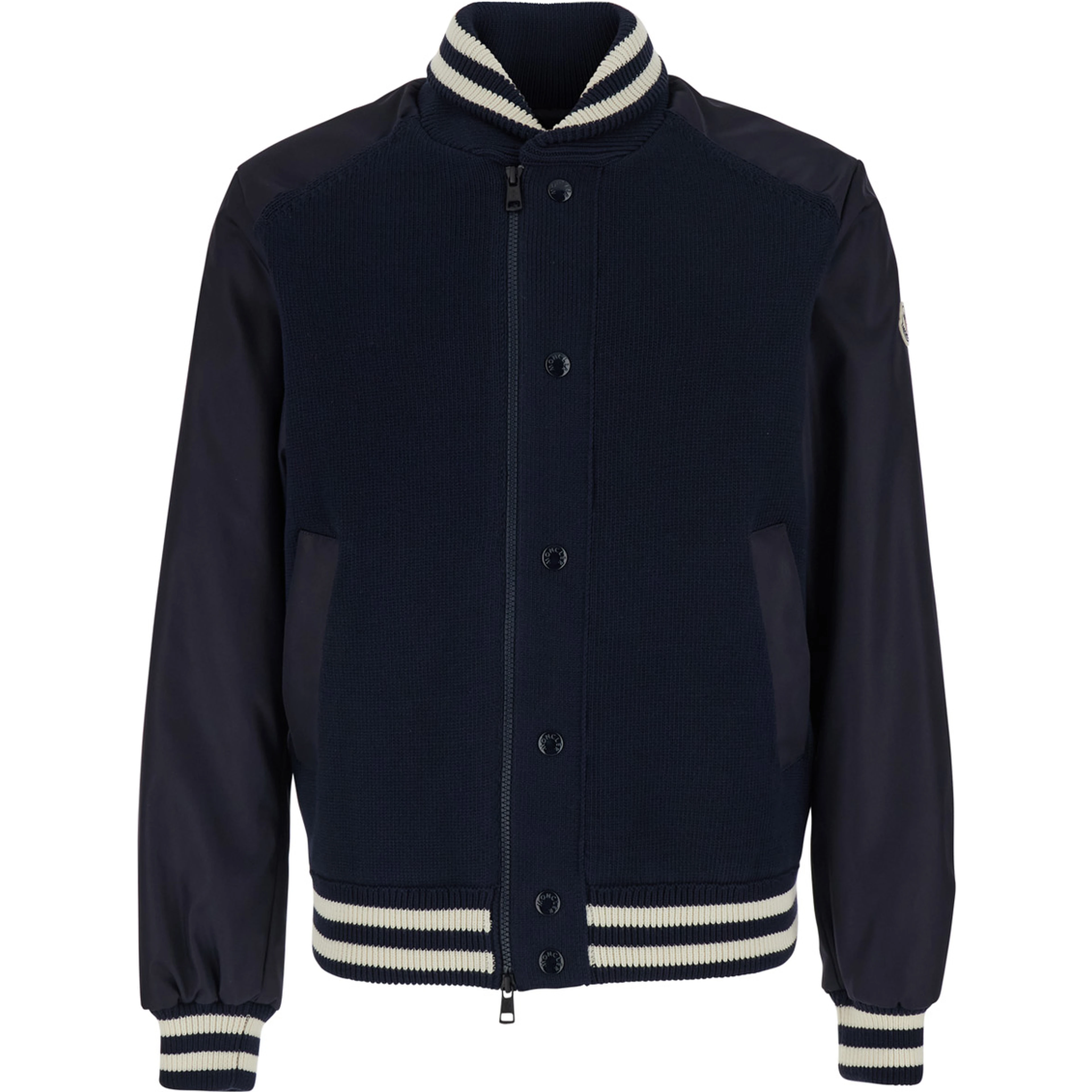 CARDIGAN Blue with Zip and High Collar in Polyamide Men