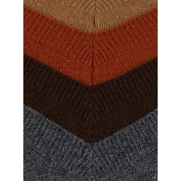 Gray Sweater with Triple Neck and Ribbed Trims in Wool for Women