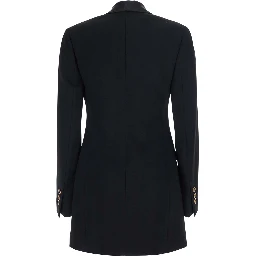 Black Jacket with lapels and crystal details and logo in Wool Women