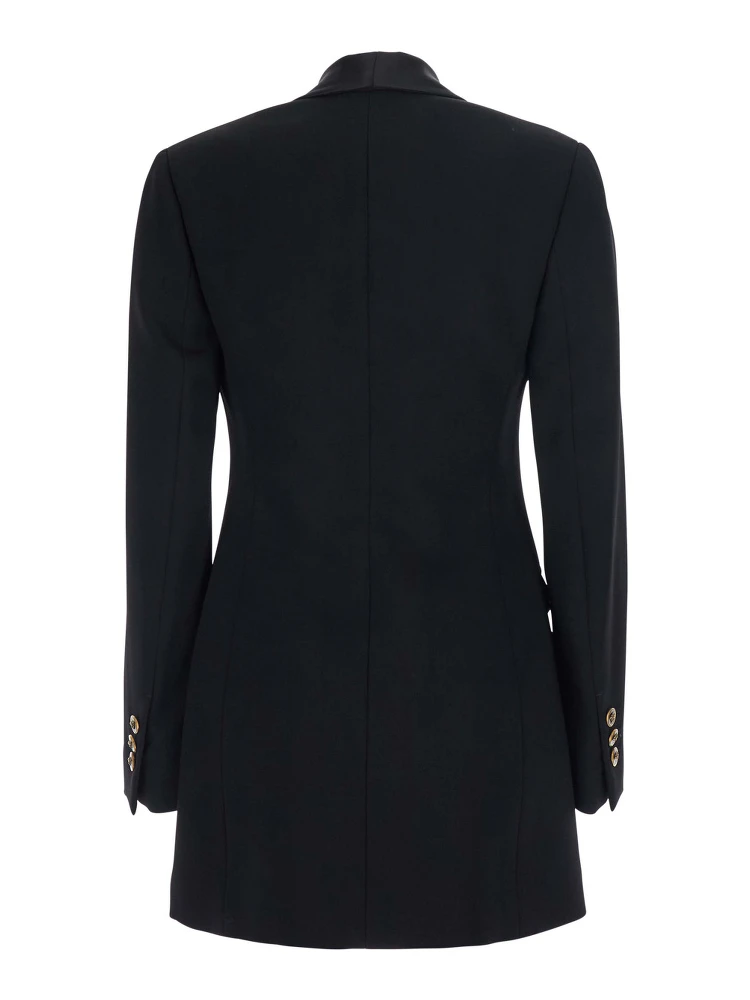 Black Jacket with lapels and crystal details and logo in Wool Women alternative