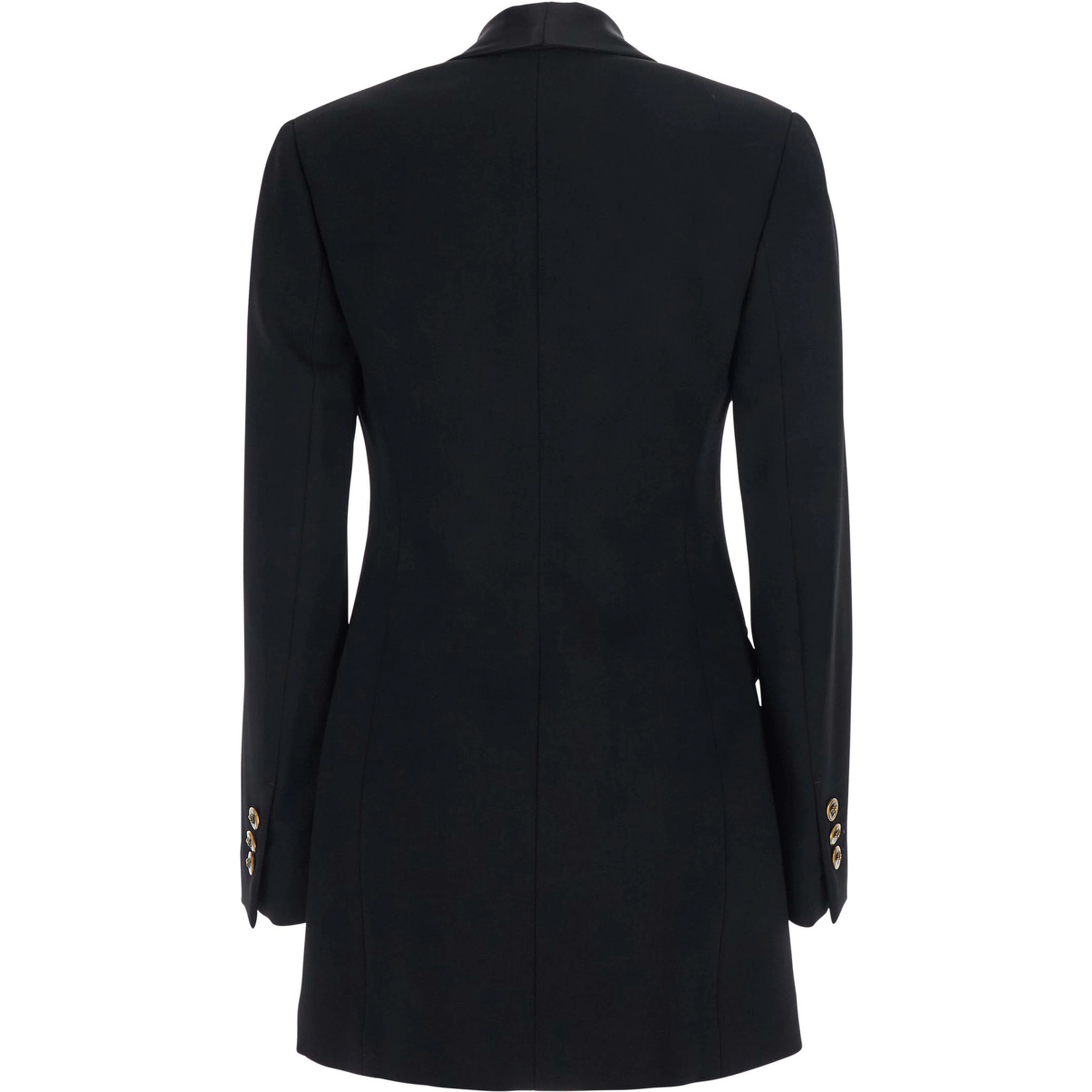 Black Jacket with lapels and crystal details and logo in Wool Women