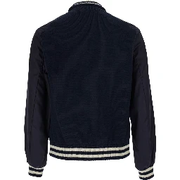 CARDIGAN Blue with Zip and High Collar in Polyamide Men