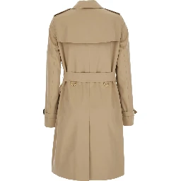 Kensington beige double-breasted Short trench coat with waist belt in cotton for women