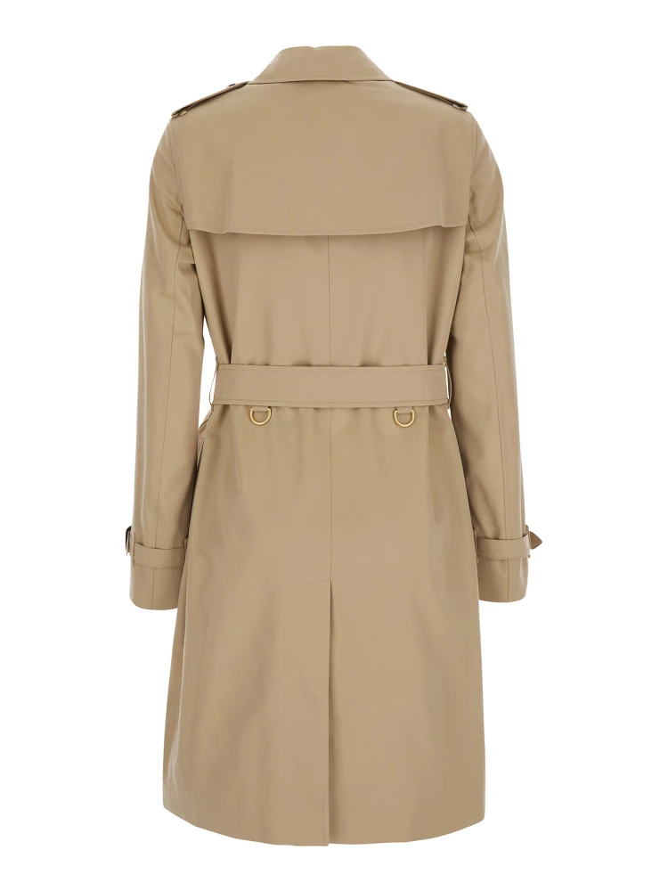 Kensington beige double-breasted Short trench coat with waist belt in cotton for women alternative