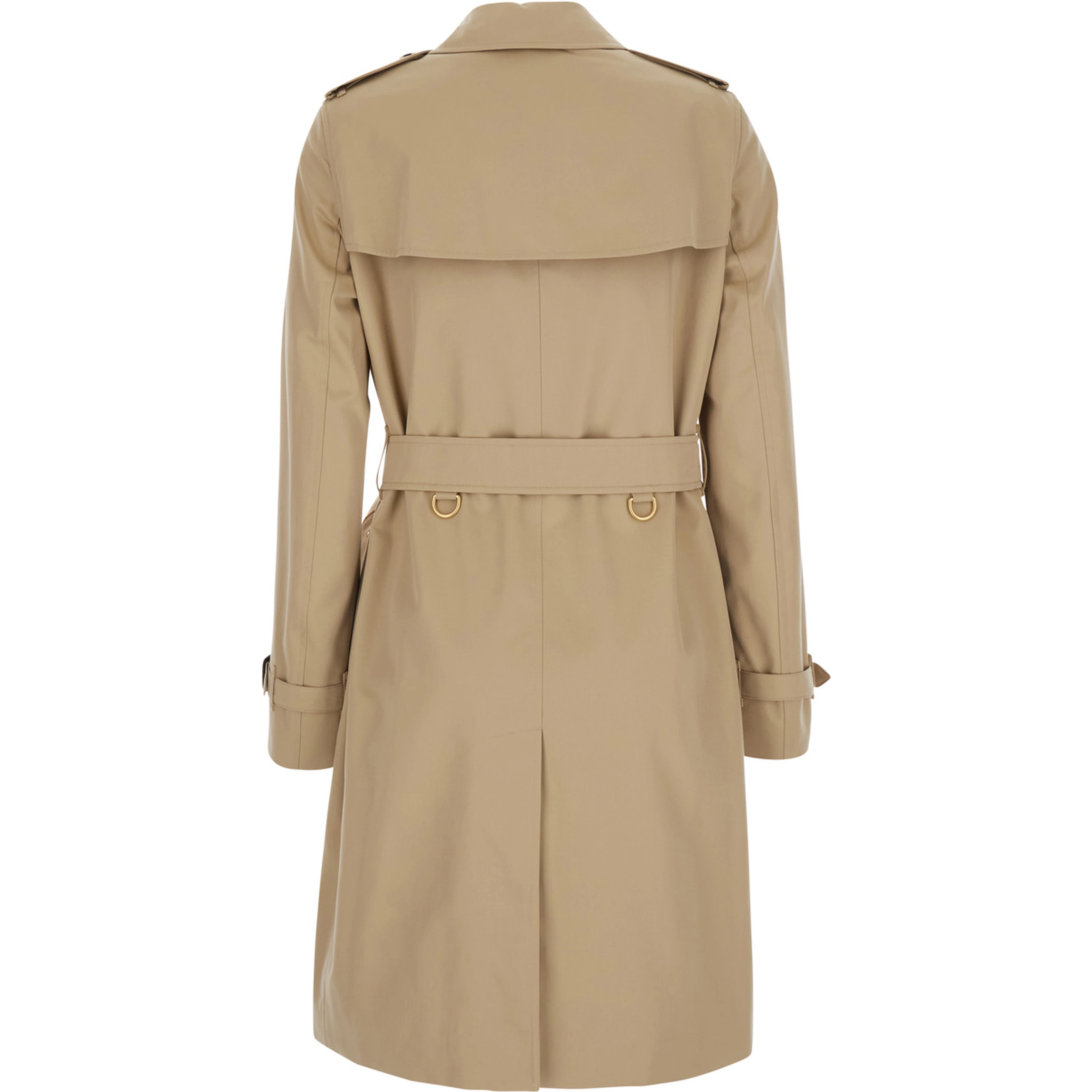 Kensington beige double-breasted Short trench coat with waist belt in cotton for women