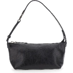 Vanity Black Mini Bag with Adjustable Strap in Leather for Women