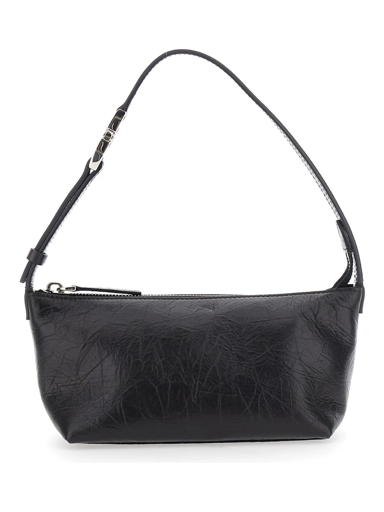 Vanity Black Mini Bag with Adjustable Strap in Leather for Women
