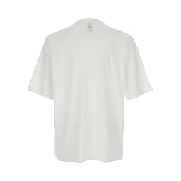 Le T-Shirt Jacquemus White Crew Neck T-Shirt with Logo Lettering on the Front in Cotton Blend for Men
