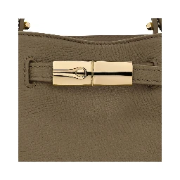 Le Smart Flow Green Mini Bag with Logo Plate on the Front and Adjustable and Removable Shoulder Strap in Leather for Women