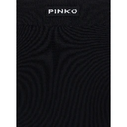 Black Skirt with front slit and logo lettering on the back in stretch viscose for women
