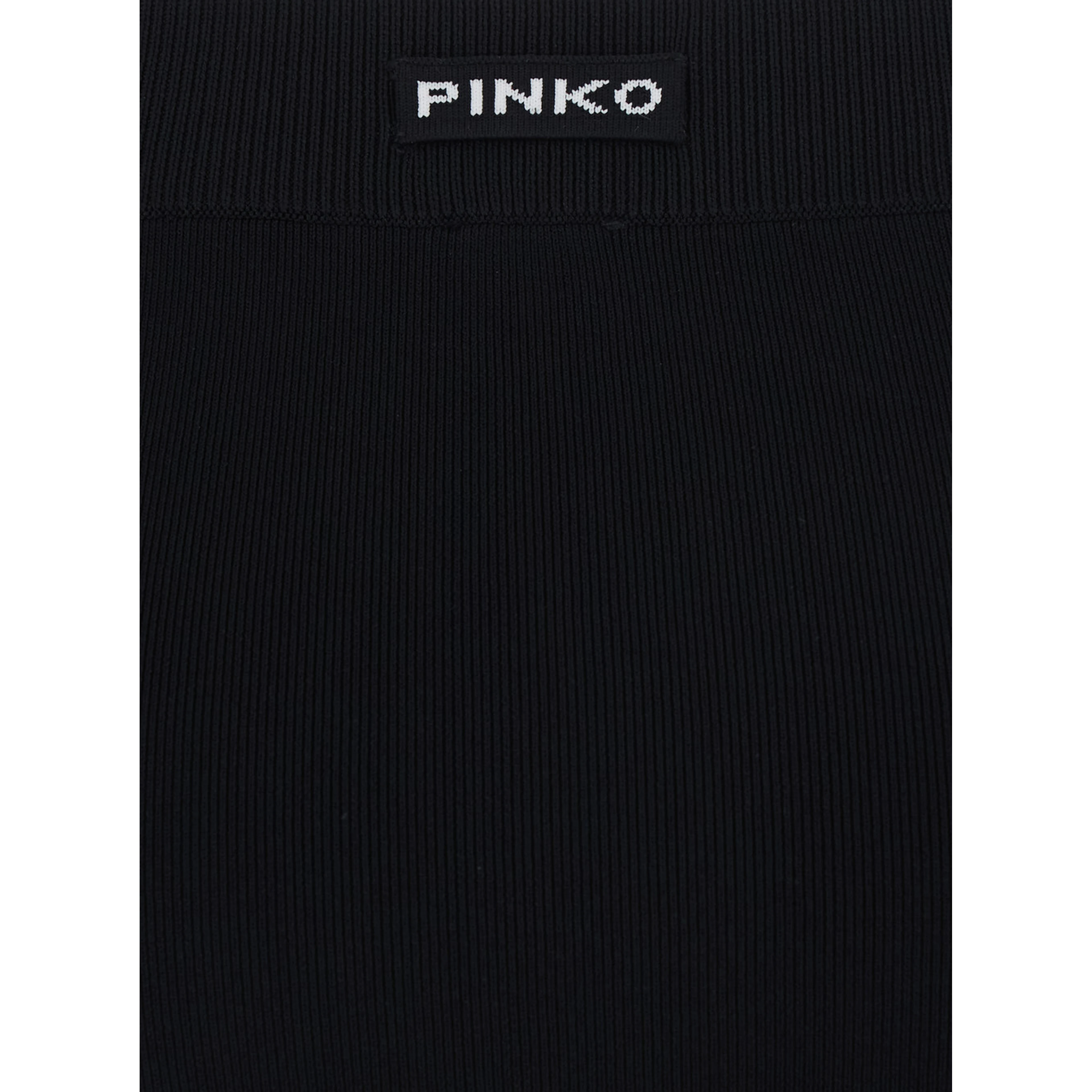 Black Skirt with front slit and logo lettering on the back in stretch viscose for women