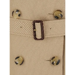 Kensington beige double-breasted Short trench coat with waist belt in cotton for women