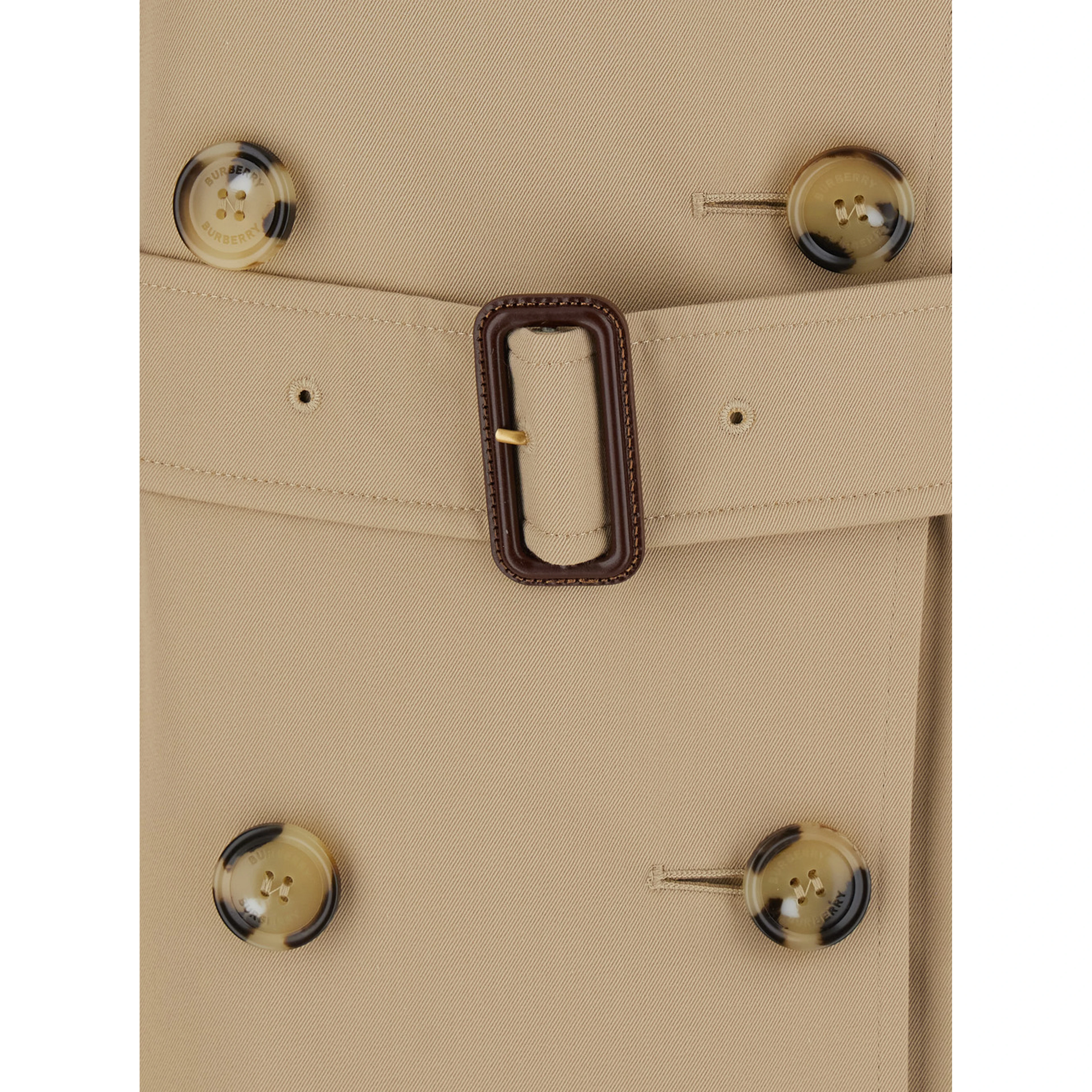 Kensington beige double-breasted Short trench coat with waist belt in cotton for women
