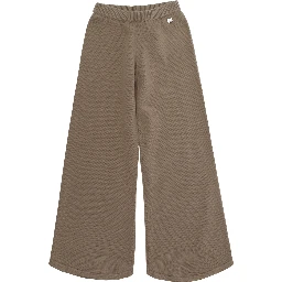 Beige Pants with elasticated waist and logo plaque on the front in Blend wool and cotton Girl