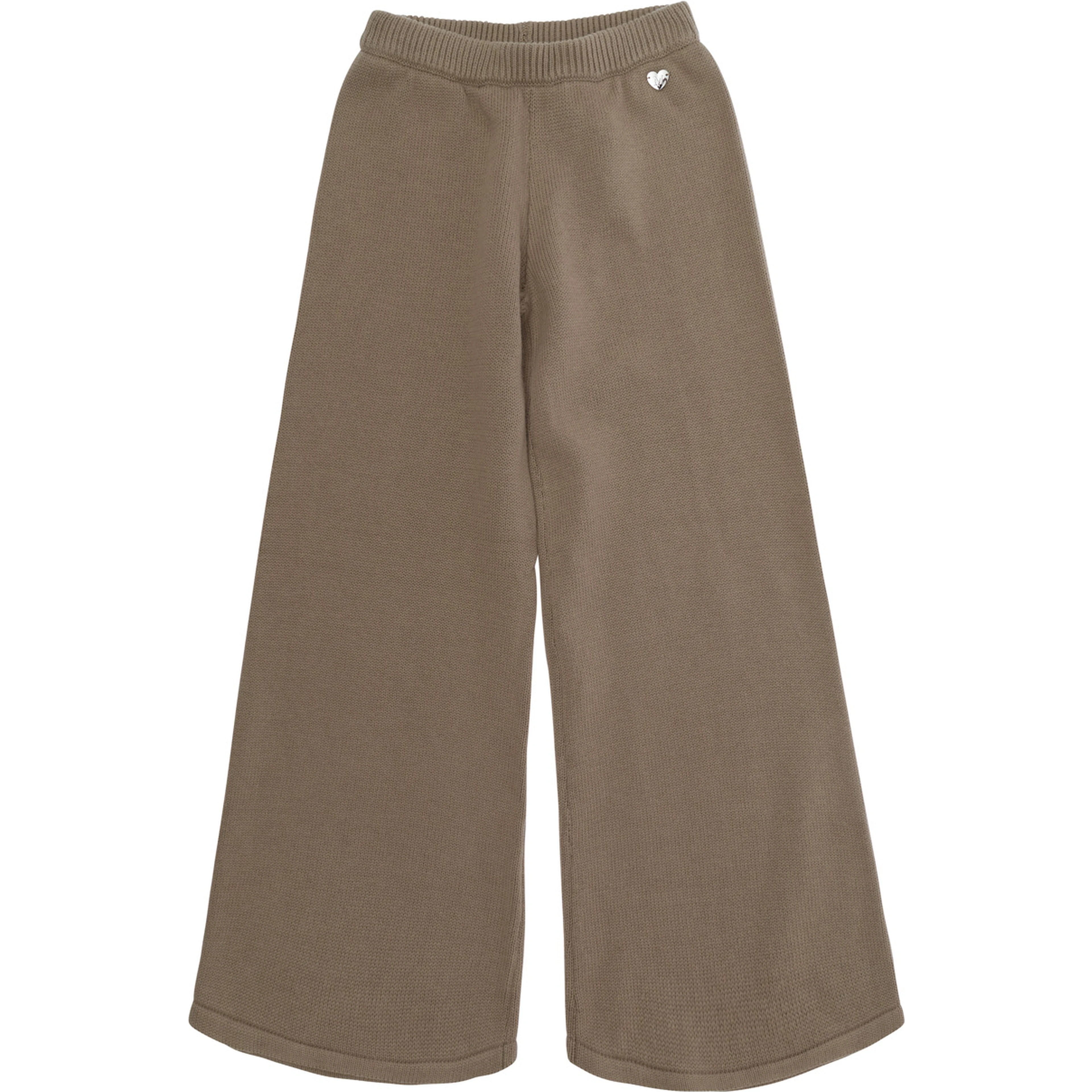 Beige Pants with elasticated waist and logo plaque on the front in Blend wool and cotton Girl
