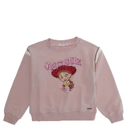 Pink Crewneck Sweatshirt with Print on the Front in Cotton Girl