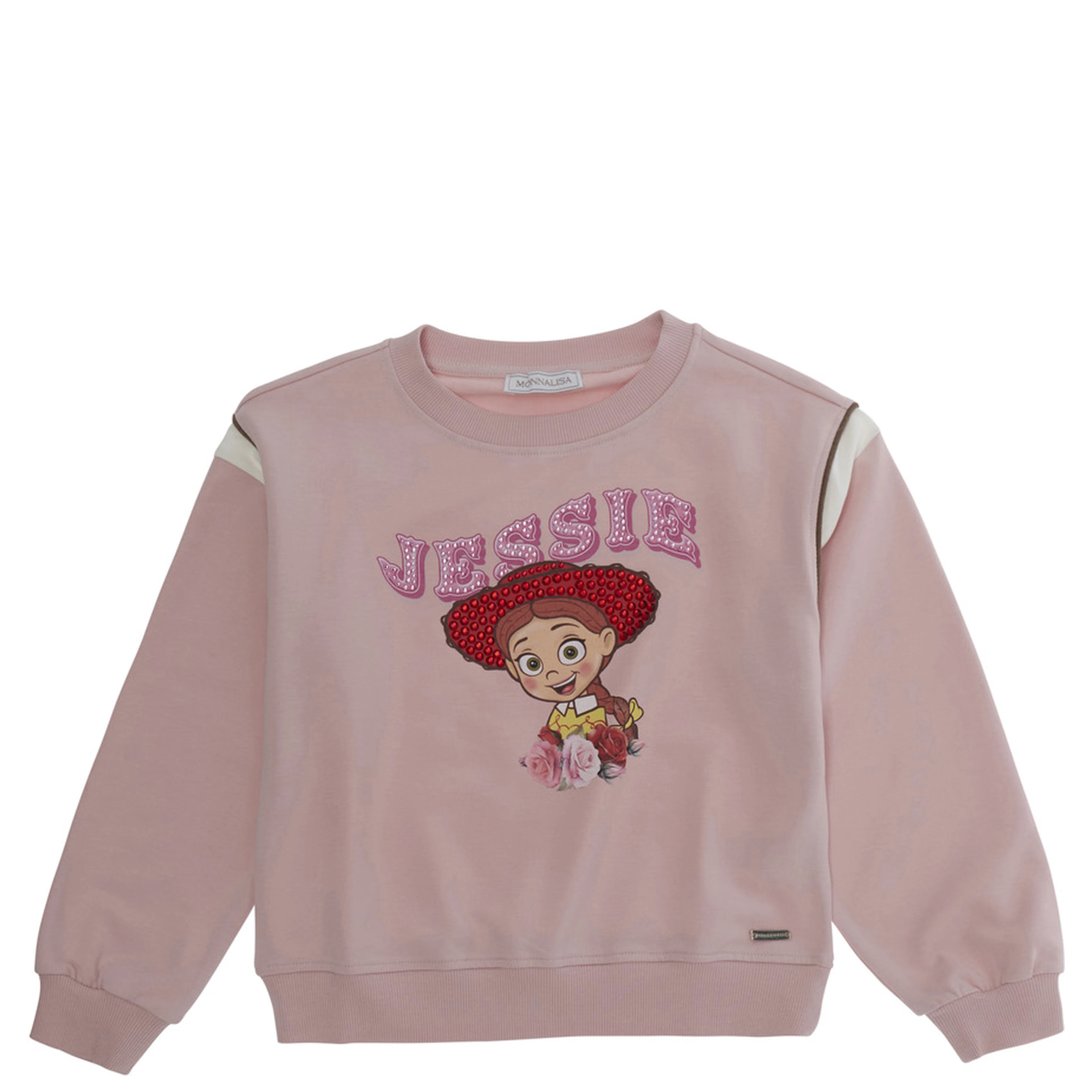 Pink Crewneck Sweatshirt with Print on the Front in Cotton Girl
