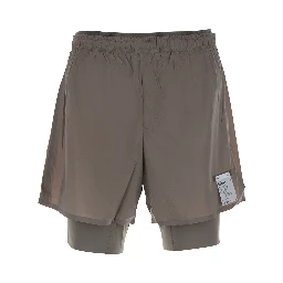 Shorts TechSilk with Pockets and Elastic Waist in Tech Fabric Brown Men