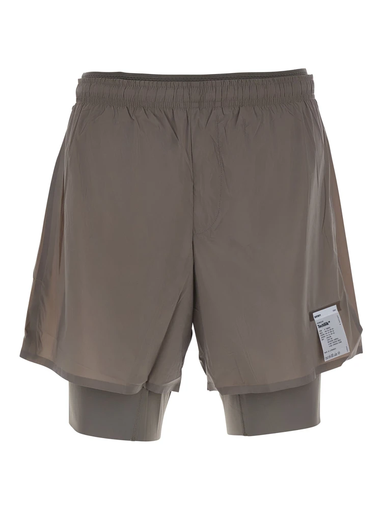 Shorts TechSilk with Pockets and Elastic Waist in Tech Fabric Brown Men