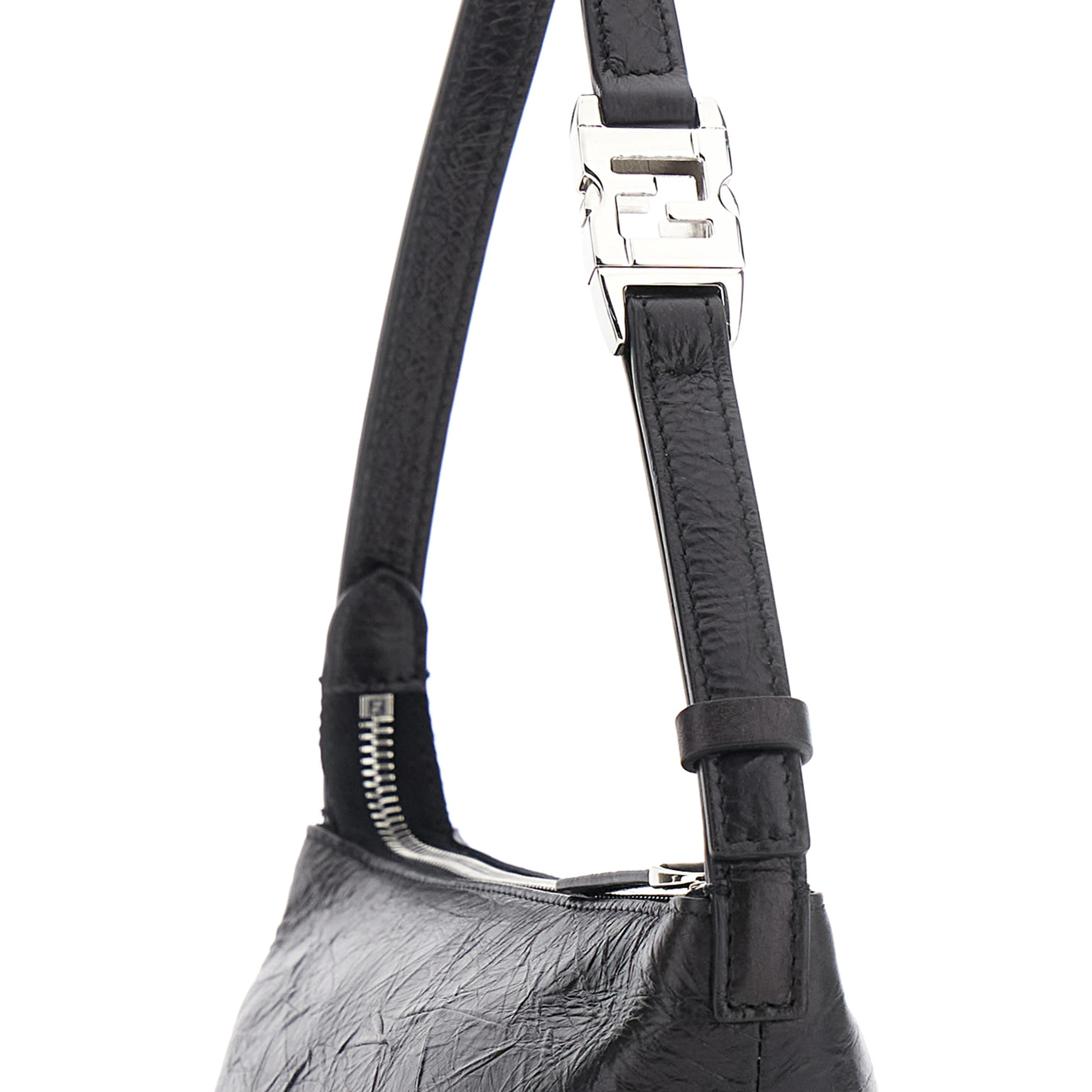 Vanity Black Mini Bag with Adjustable Strap in Leather for Women