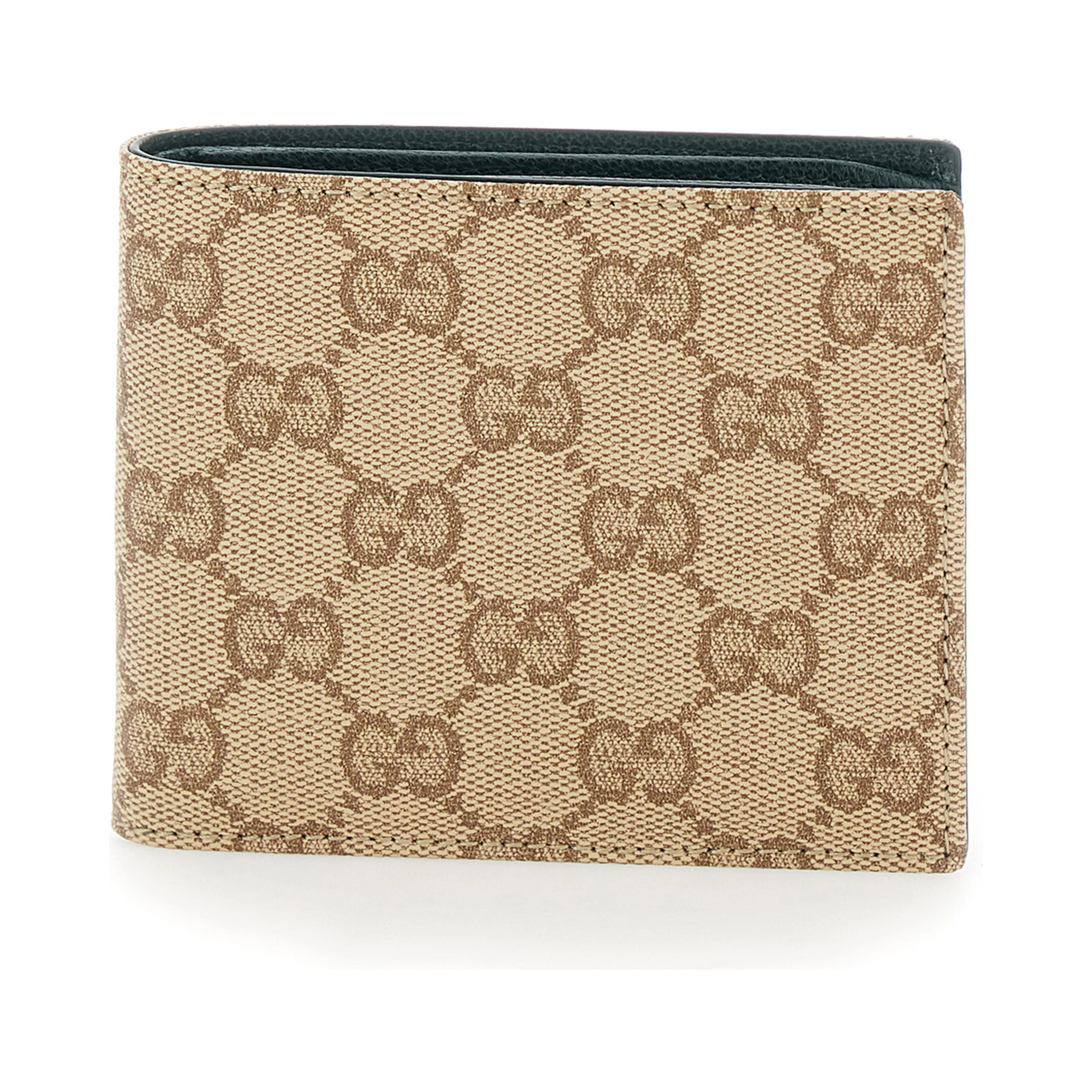Beige Wallet with logo lettering inside in GG fabric for men