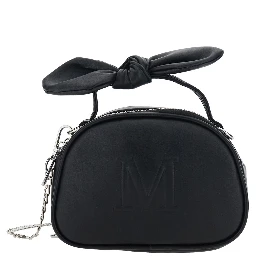 Black Crossbody bag with handle with bow and logo on the front in Ecoleather Girl