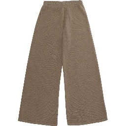 Beige Pants with elasticated waist and logo plaque on the front in Blend wool and cotton Girl