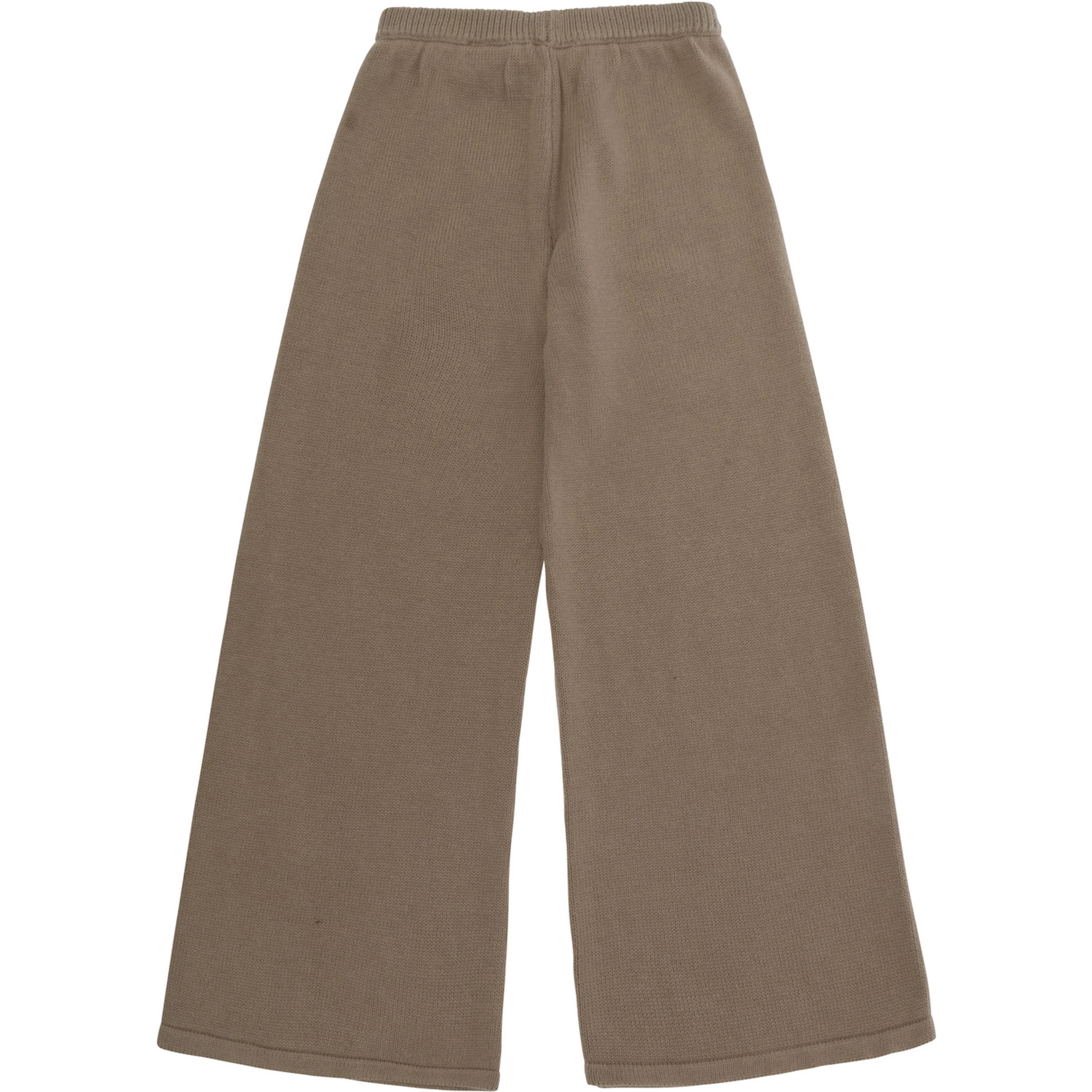 Beige Pants with elasticated waist and logo plaque on the front in Blend wool and cotton Girl