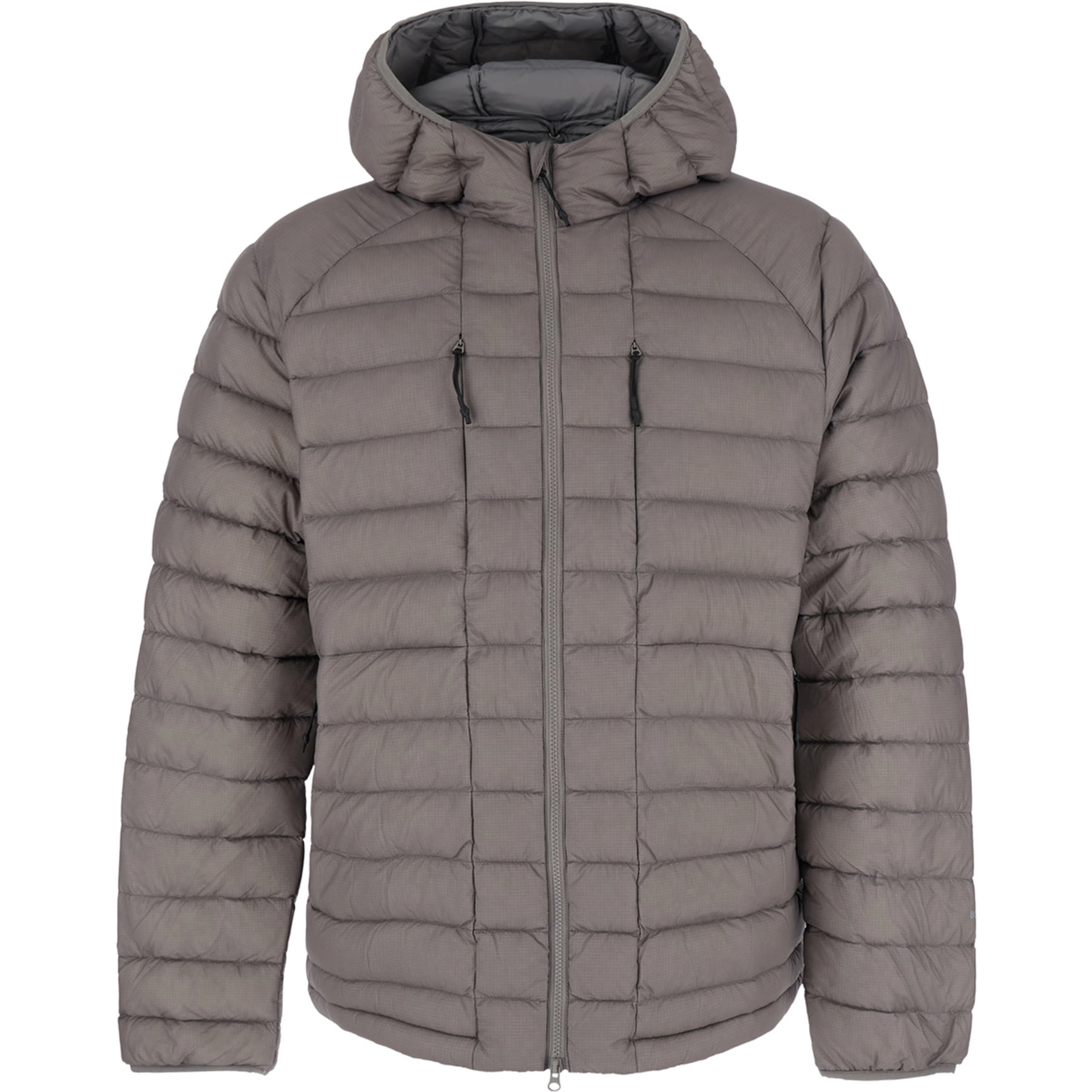 Down jacket with hood and front closure in Tech Fabric Brown Woman
