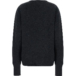 Grey Long Sleeve Sweater with V-Neck in Cashmere Women