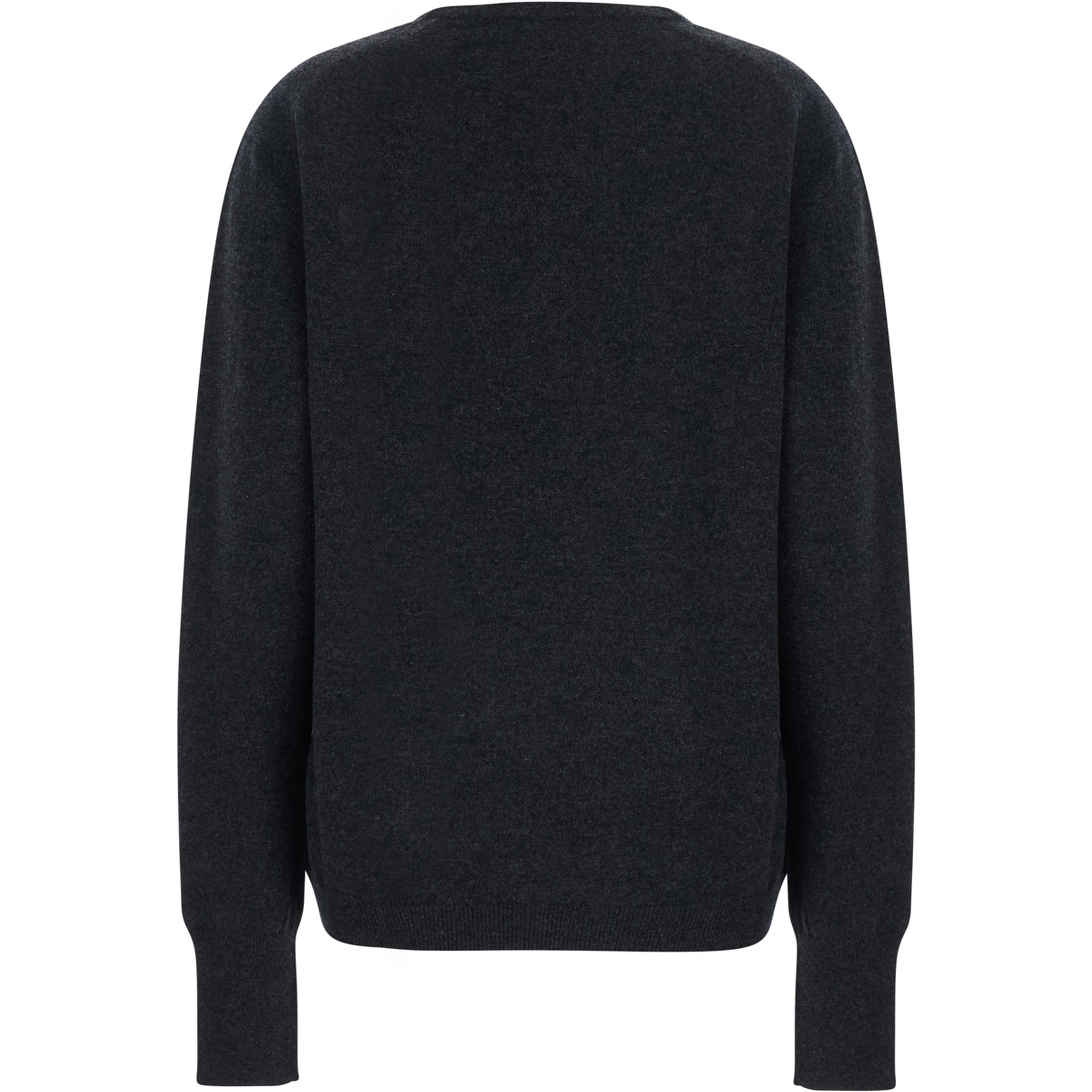 Grey Long Sleeve Sweater with V-Neck in Cashmere Women