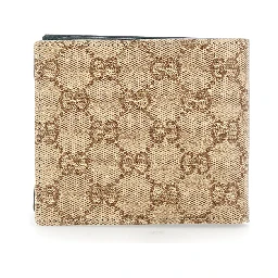 Beige Wallet with logo lettering inside in GG fabric for men