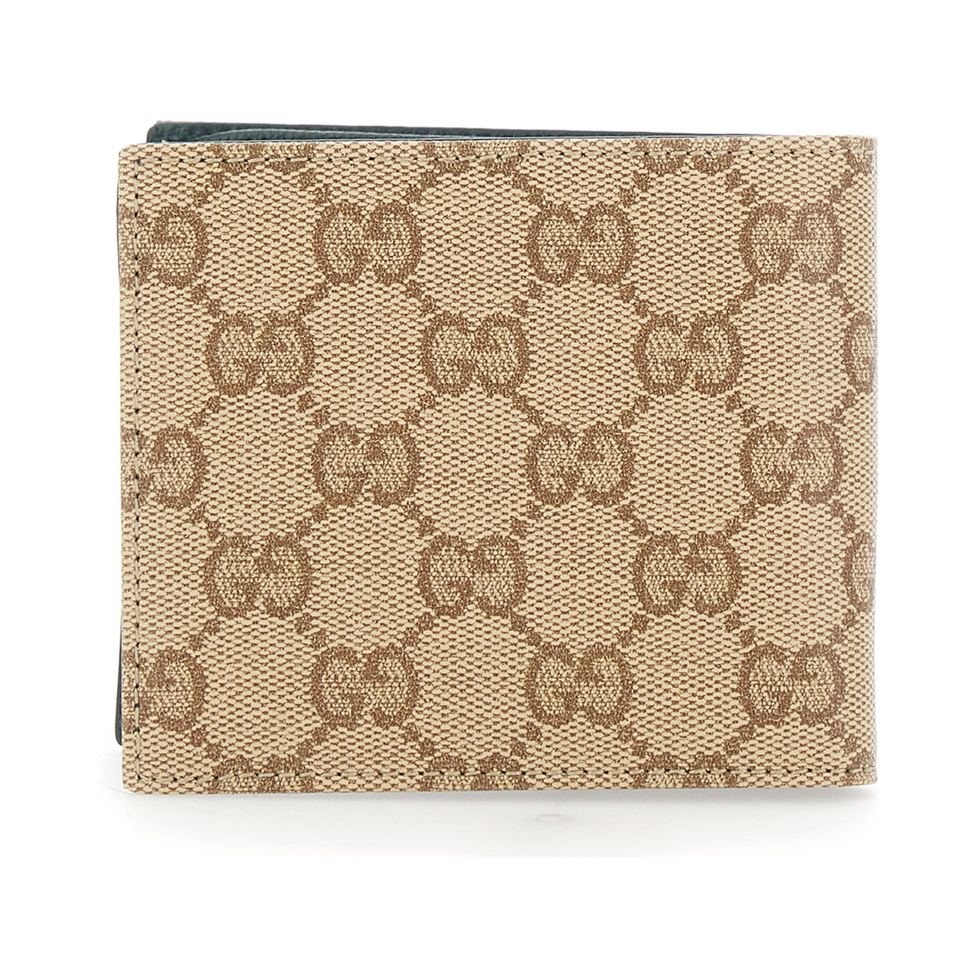 Beige Wallet with logo lettering inside in GG fabric for men