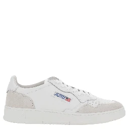 Medalist White Sneaker Low Top with Logo Patch on Tongue and Side in Leather Women