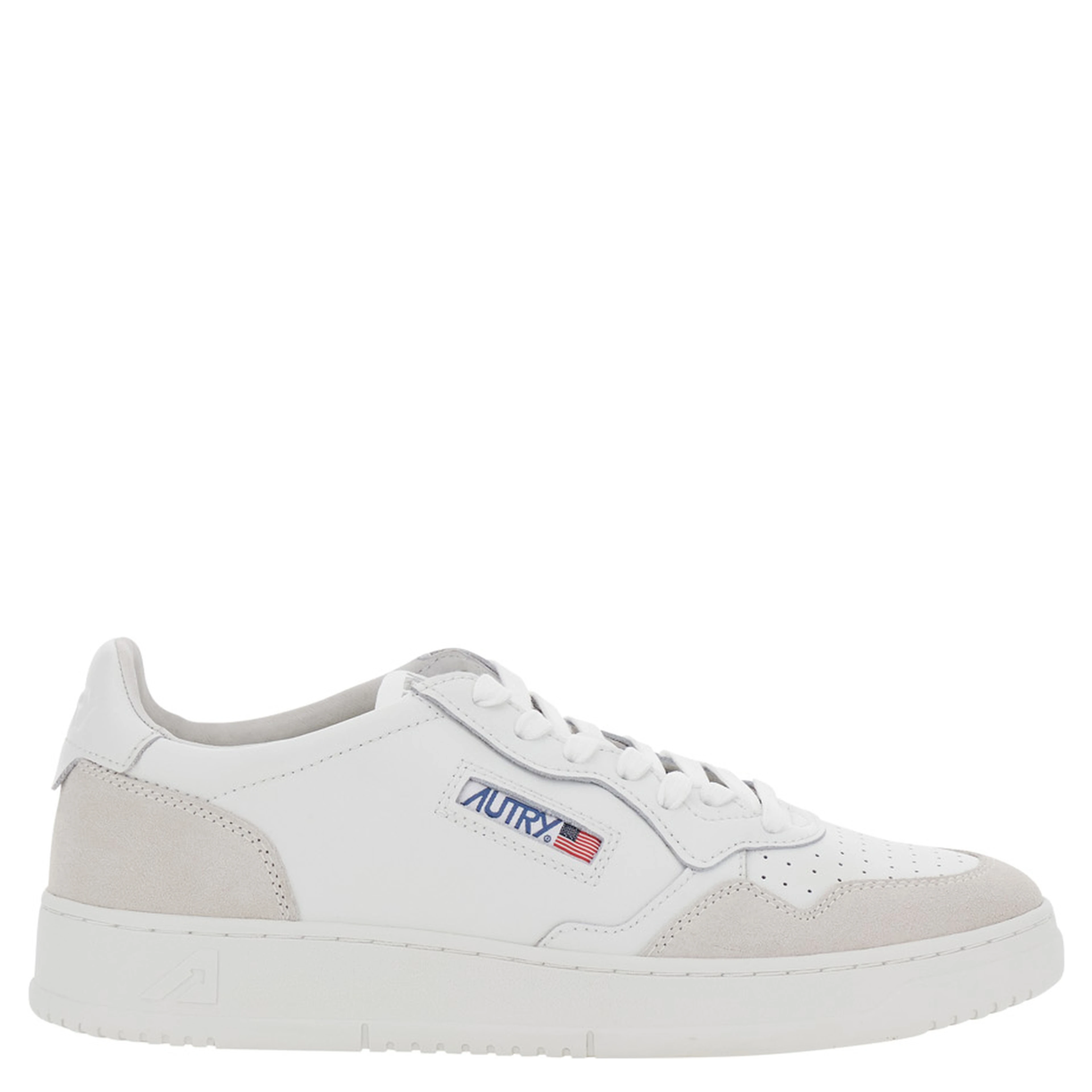 Medalist White Sneaker Low Top with Logo Patch on Tongue and Side in Leather Women