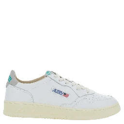 Medalist Low White and Grey Sneakers with Contrasting Heel in leather for Men