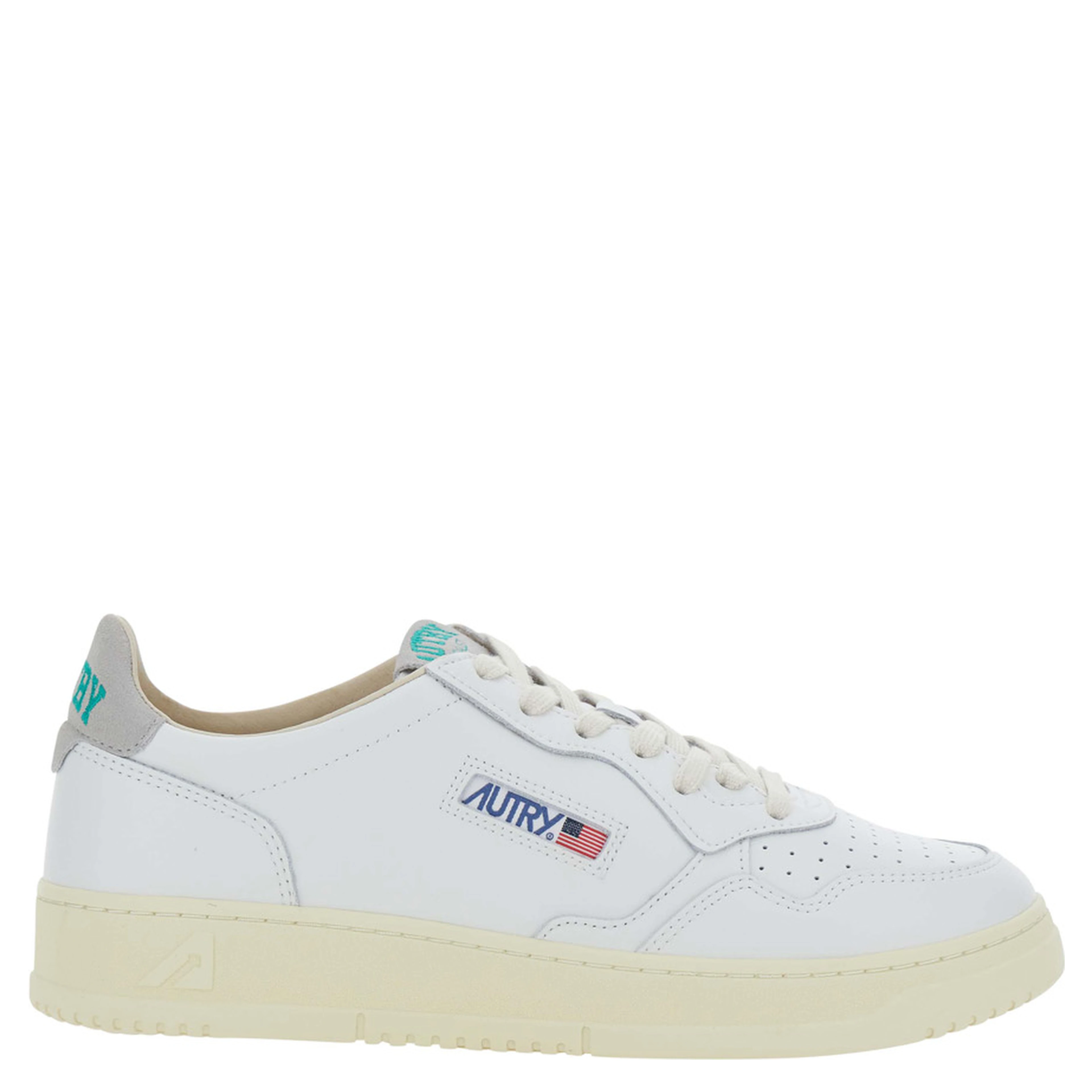 Medalist Low White and Grey Sneakers with Contrasting Heel in leather for Men