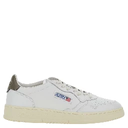 Medalist Low White and Brown Sneakers with Contrast Pull-tab in Leather for Men