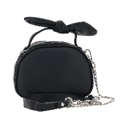 Black Crossbody bag with handle with bow and logo on the front in Ecoleather Girl