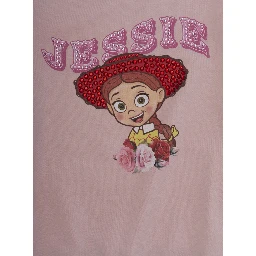 Pink Crewneck Sweatshirt with Print on the Front in Cotton Girl
